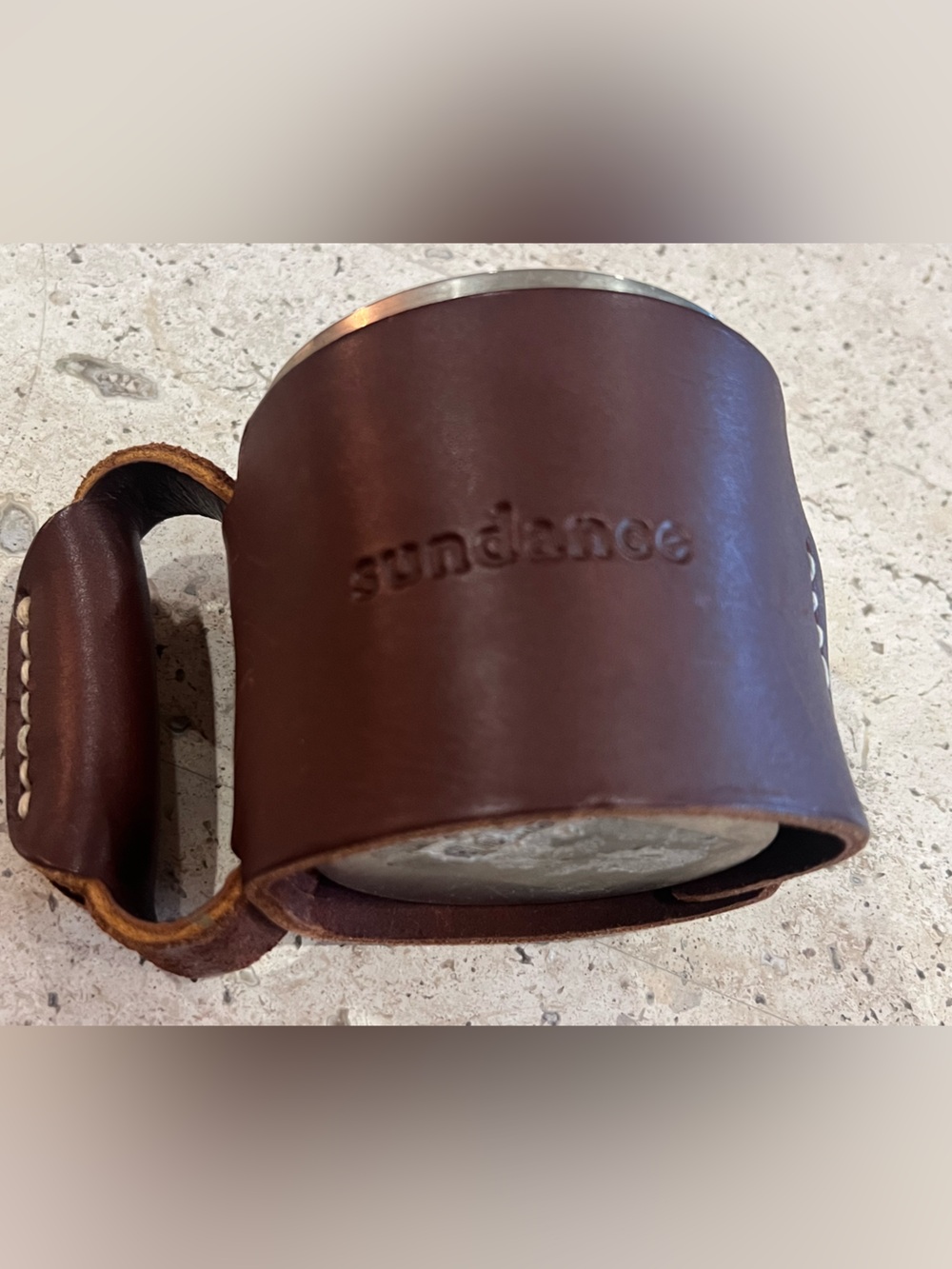 Brown Leather whisky/coffee mug - with stainless cup 10oz Men Accessories